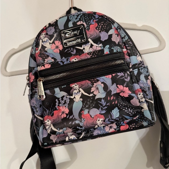 Loungefly Disney All Over Ariel Black Floral Mini Backpack main image 7